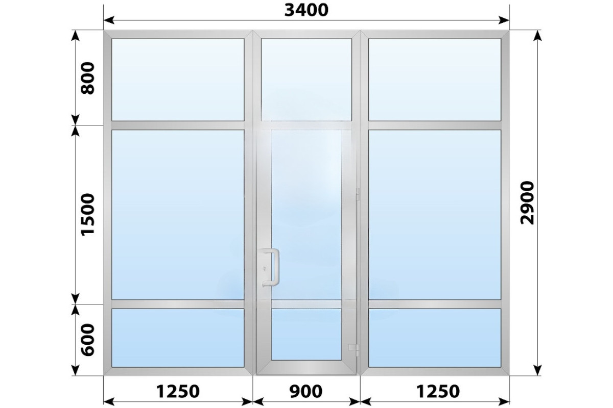 Холодна алюмінієва вхідна група 3400x2900 мм