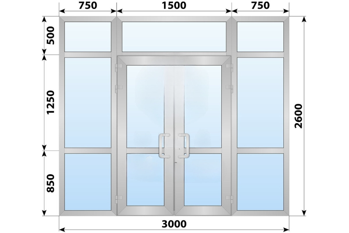 Холодна алюмінієва вхідна група 3000x2600 мм