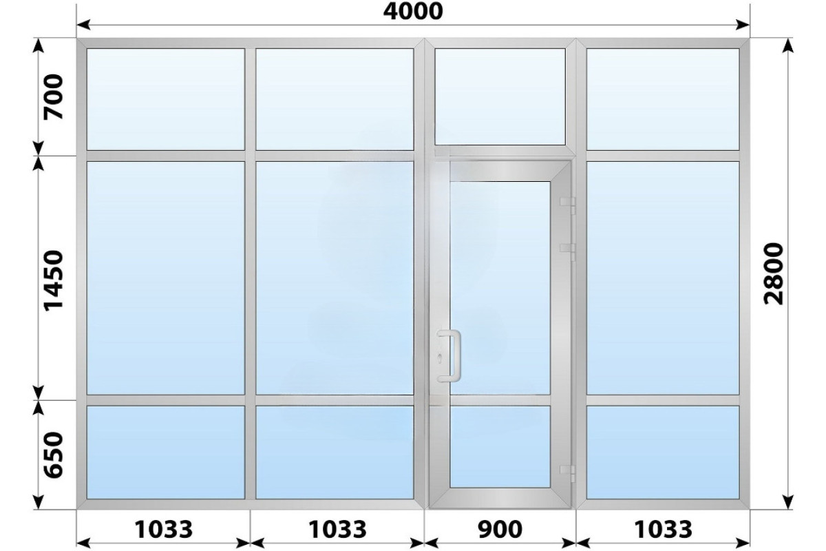 Холодна алюмінієва вхідна група 4000x2800 мм