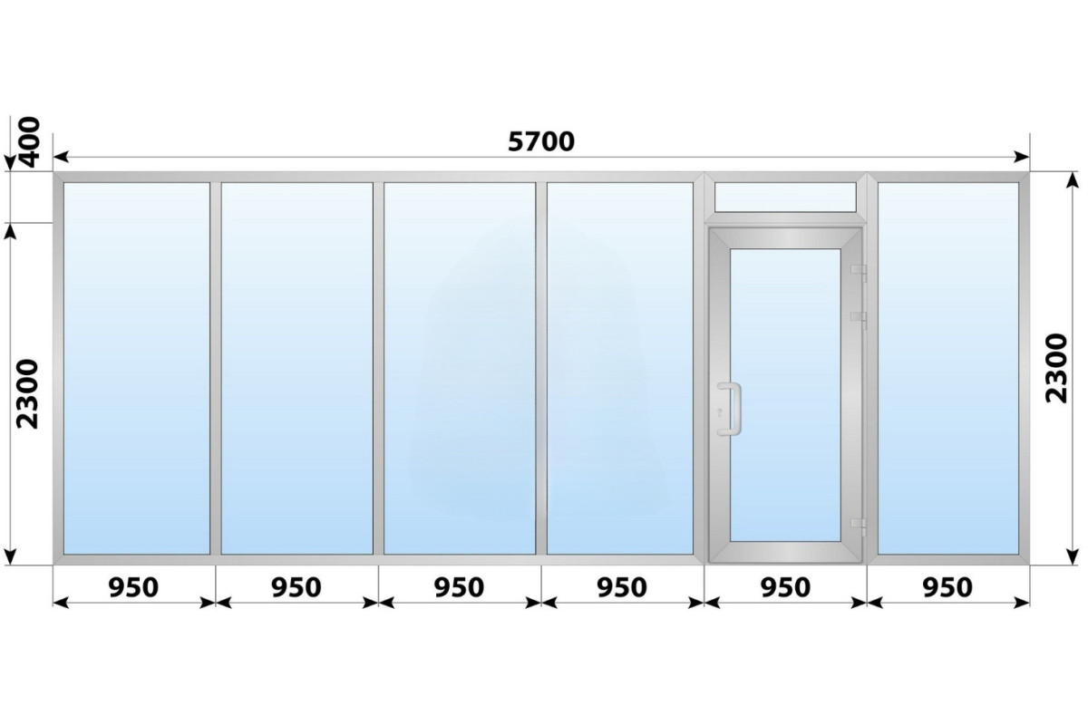 Холодная алюминиевая входная группа 5700x2300 мм