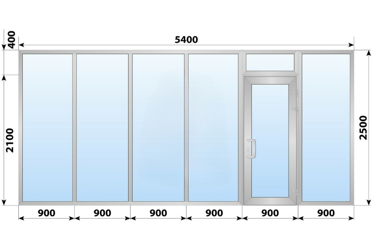 Холодна алюмінієва вхідна група 5400x2500 мм