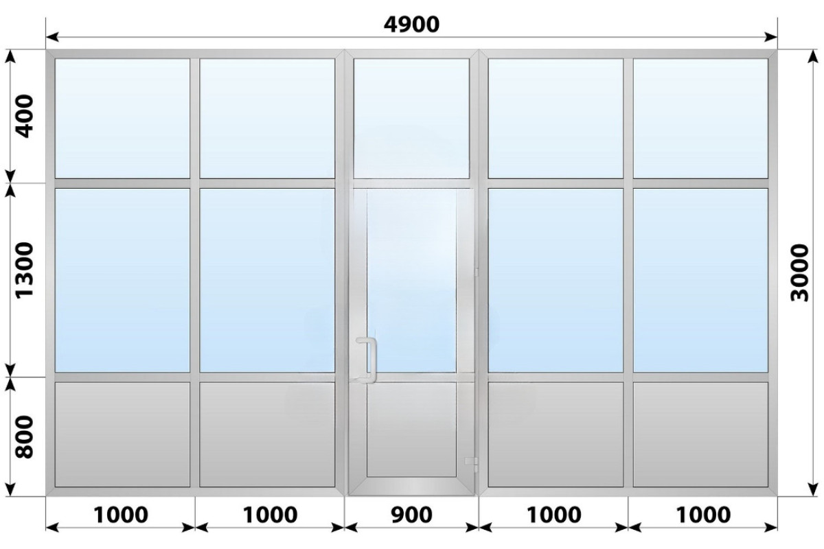 Холодна алюмінієва вхідна група 4900x3000 мм
