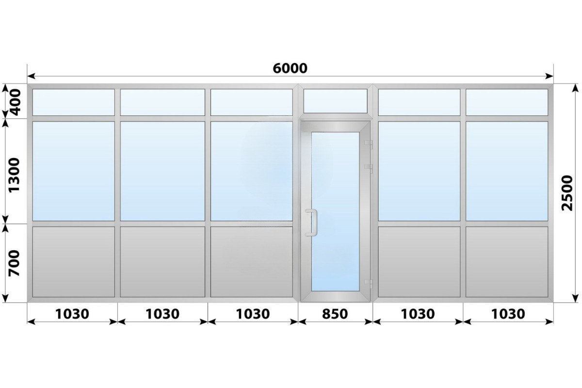 Холодная алюминиевая входная группа 6000x2500 мм