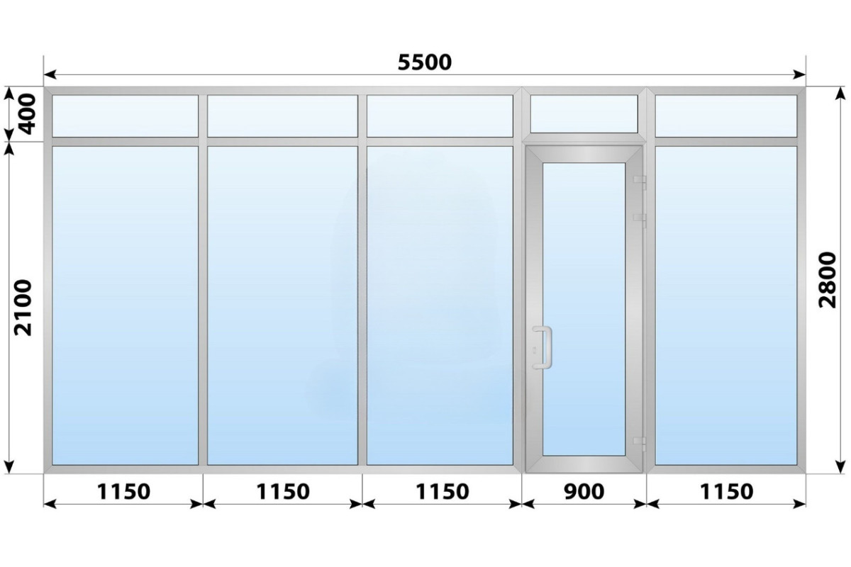 Холодная алюминиевая входная группа 5500x2800 мм