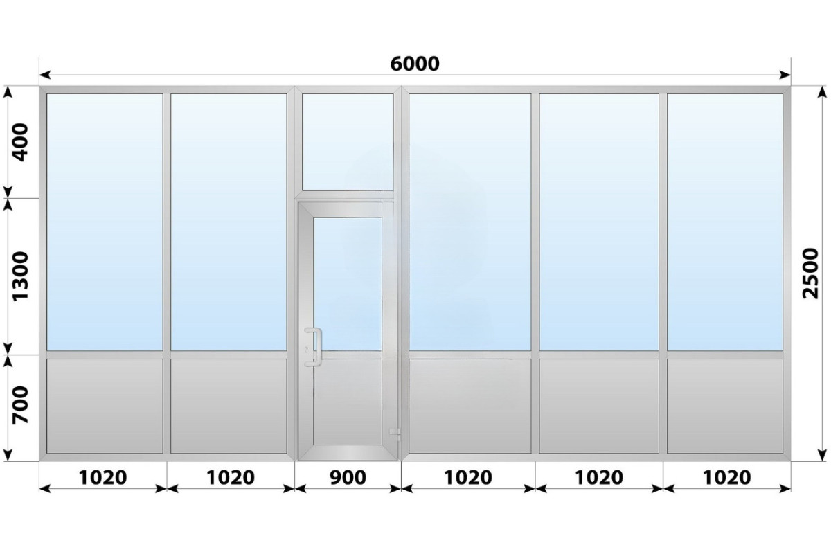 Холодна алюмінієва вхідна група 6000x3000 мм