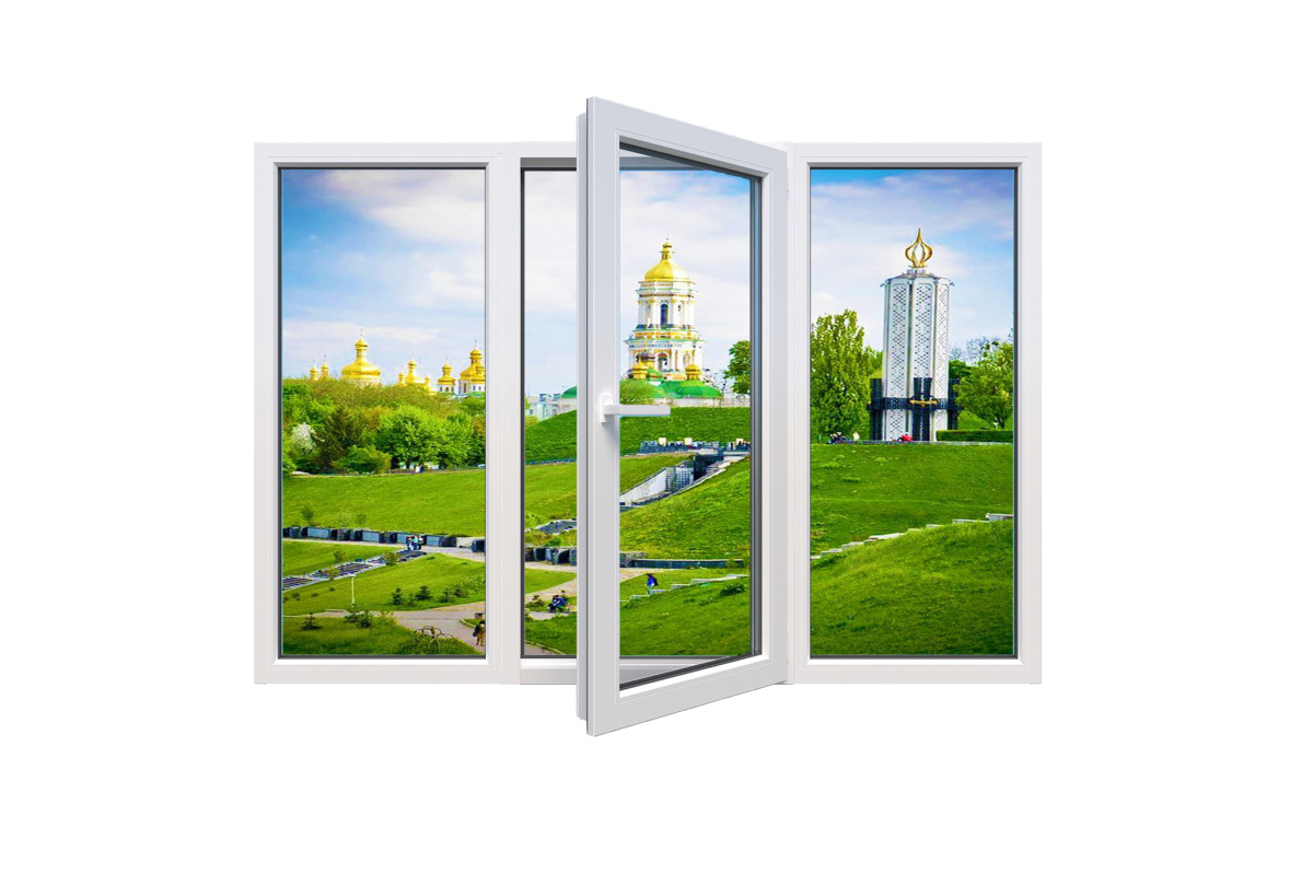 Металопластикове вікно Glasso 5S трьохстулкове з поворотно-відкидною стулкою 1900 x 1000 мм