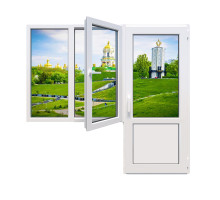 Балконный блок Glasso 5S с двухстворчатым окном и поворотно-откидной створкой 2100 x 2000 мм