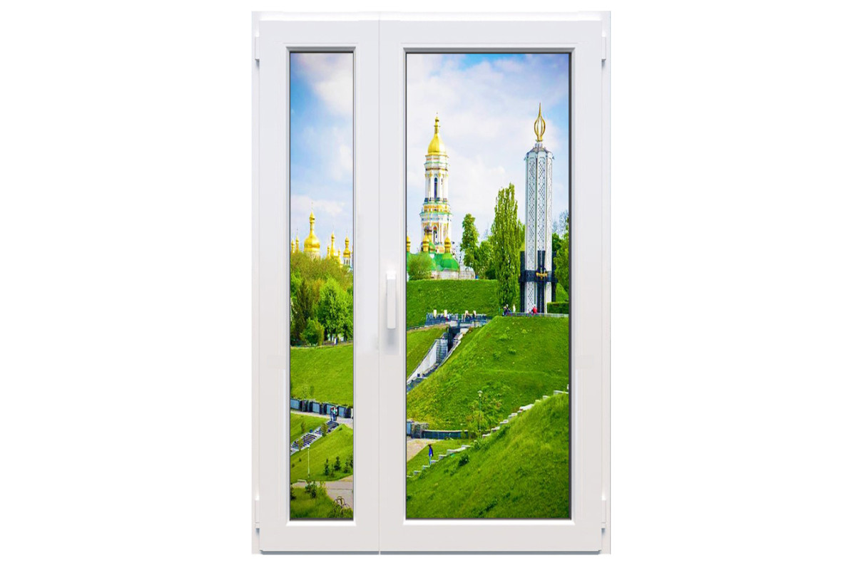 Металопластикові двері Glasso 5S полуторні з поворотно-відкидною створкою 1200 x 2000 мм