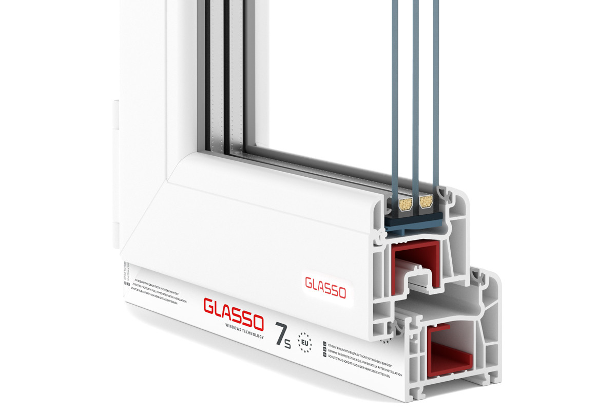 Металопластикові двері Glasso 7S поворотно-відкидне 800 x 1900 мм