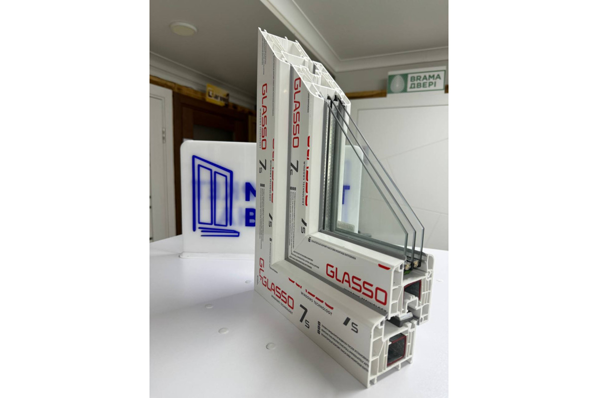 Металопластикові двері Glasso 7S поворотно-відкидне 800 x 1900 мм