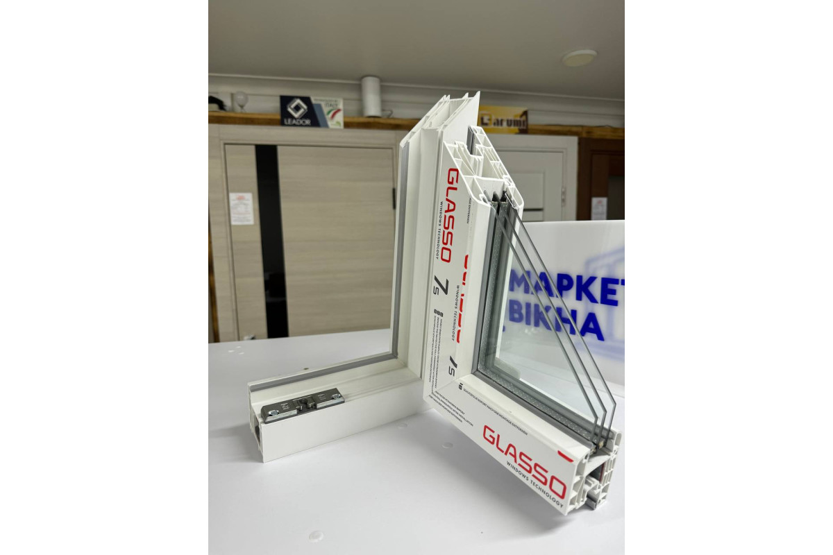 Металопластикові двері Glasso 7S поворотно-відкидне 800 x 1900 мм