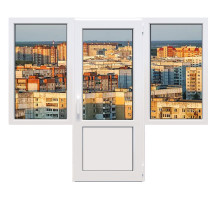 Балконный блок Kommerling 70ST plus с двумя окнами и поворотно-откидной дверью 2300 x 2100 мм