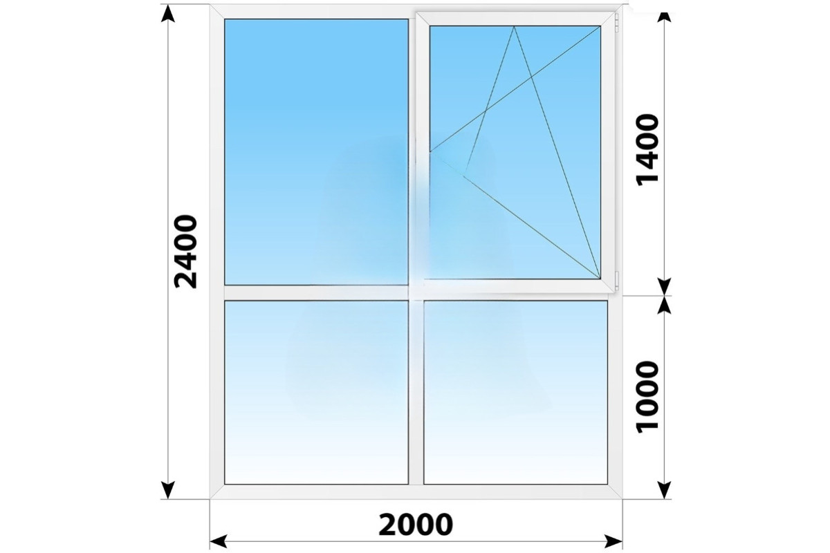 Панорамные металлопластиковые окна WDS 7S 2000x2400 мм