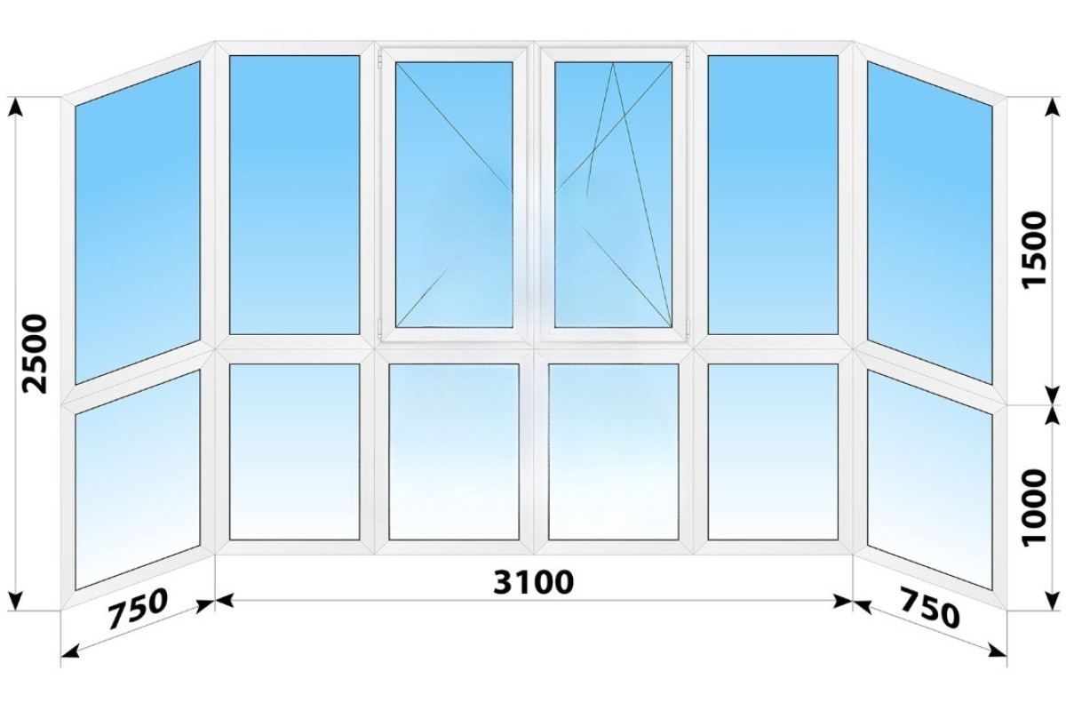Панорамные металлопластиковые окна WDS 7S 4600x2500 мм