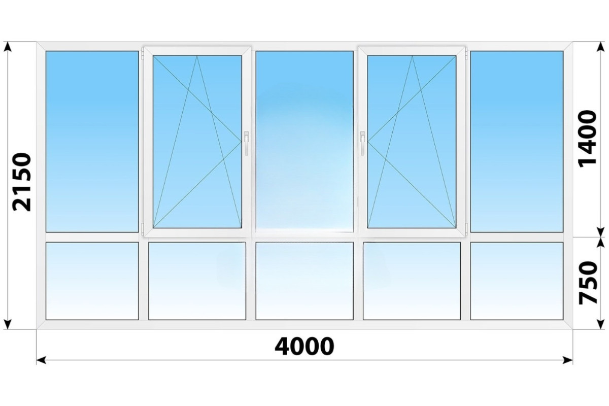 Панорамные металлопластиковые окна WDS 7S 4000x2150 мм