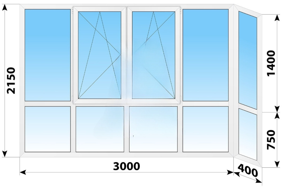 Панорамные металлопластиковые окна WDS 7S 3400x2150 мм
