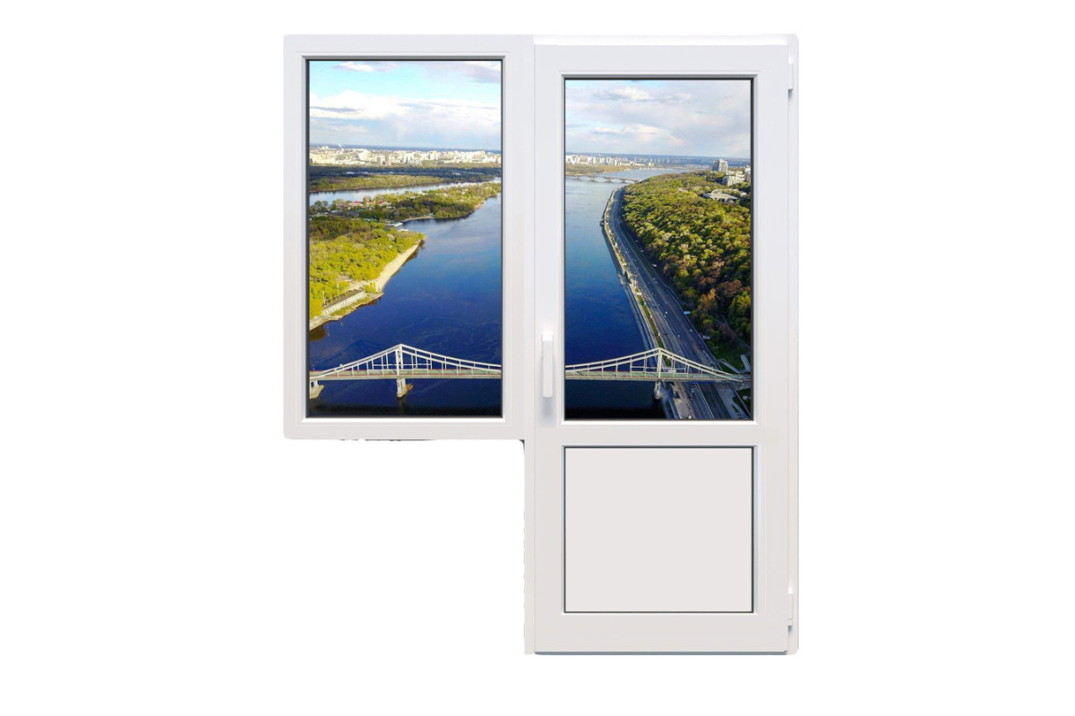 Балконный блок REHAU EURO 60 с глухим окном и поворотно-откидной дверью 1600 x 2200 мм
