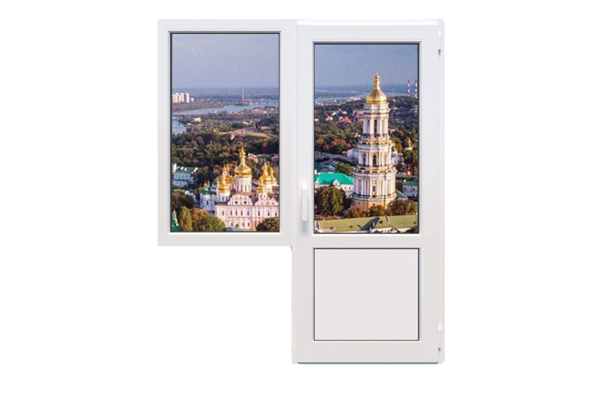 Балконный блок Salamander StreamLine76 с глухим окном и поворотно-откидной дверью 1500 x 2100 мм