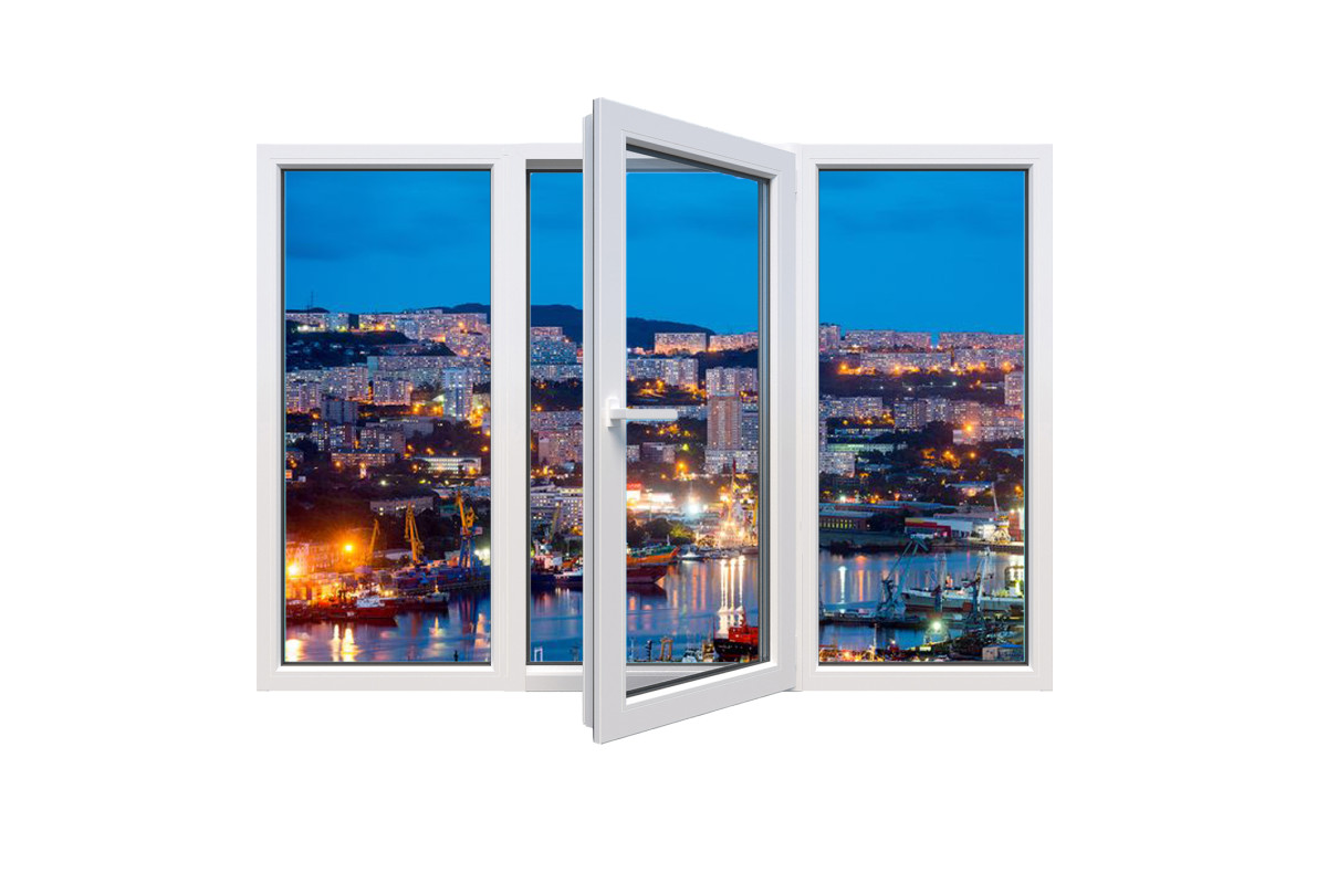 Металлопластиковые окна VEKA Softline 82 трёхстворчатое с поворотно-откидной створкой 2100 x 1200 мм