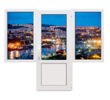 Балконный блок VEKA Softline 82 с двумя окнами и поворотно-откидной дверью 2100 x 2200 мм
