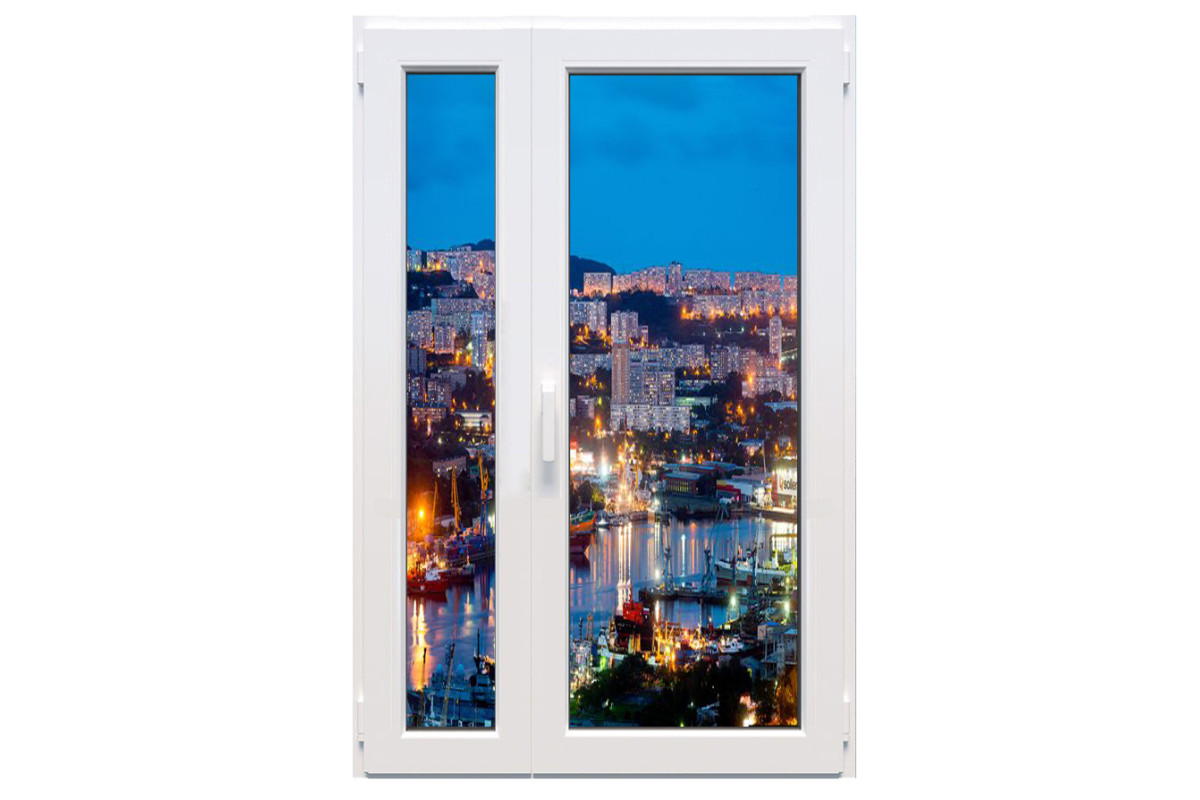 Металлопластиковые двери VEKA Softline 82 полуторные с поворотно-откидной створкой 1200 x 2100 мм
