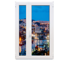 Металлопластиковые двери VEKA Softline 82 полуторные с поворотно-откидной створкой 1400 x 2200 мм