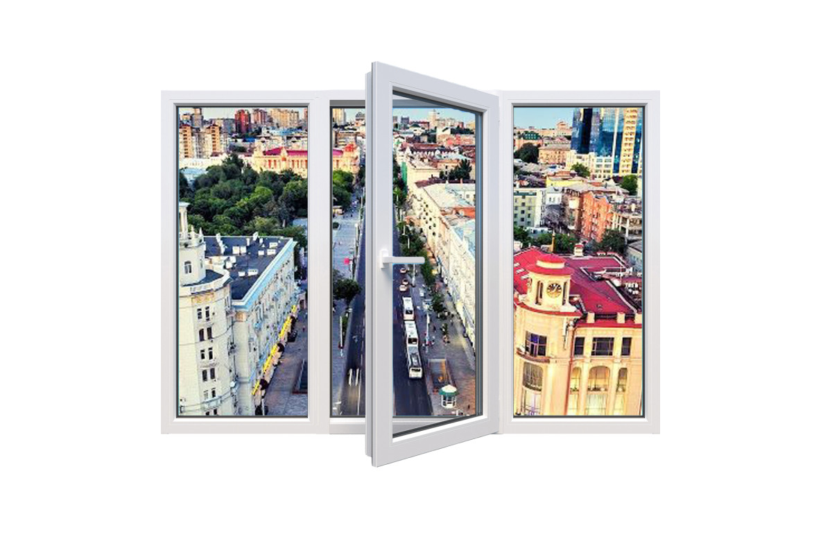 Металлопластиковые окна VEKA Proline трёхстворчатое с поворотно-откидной створкой 2400 x 800 мм