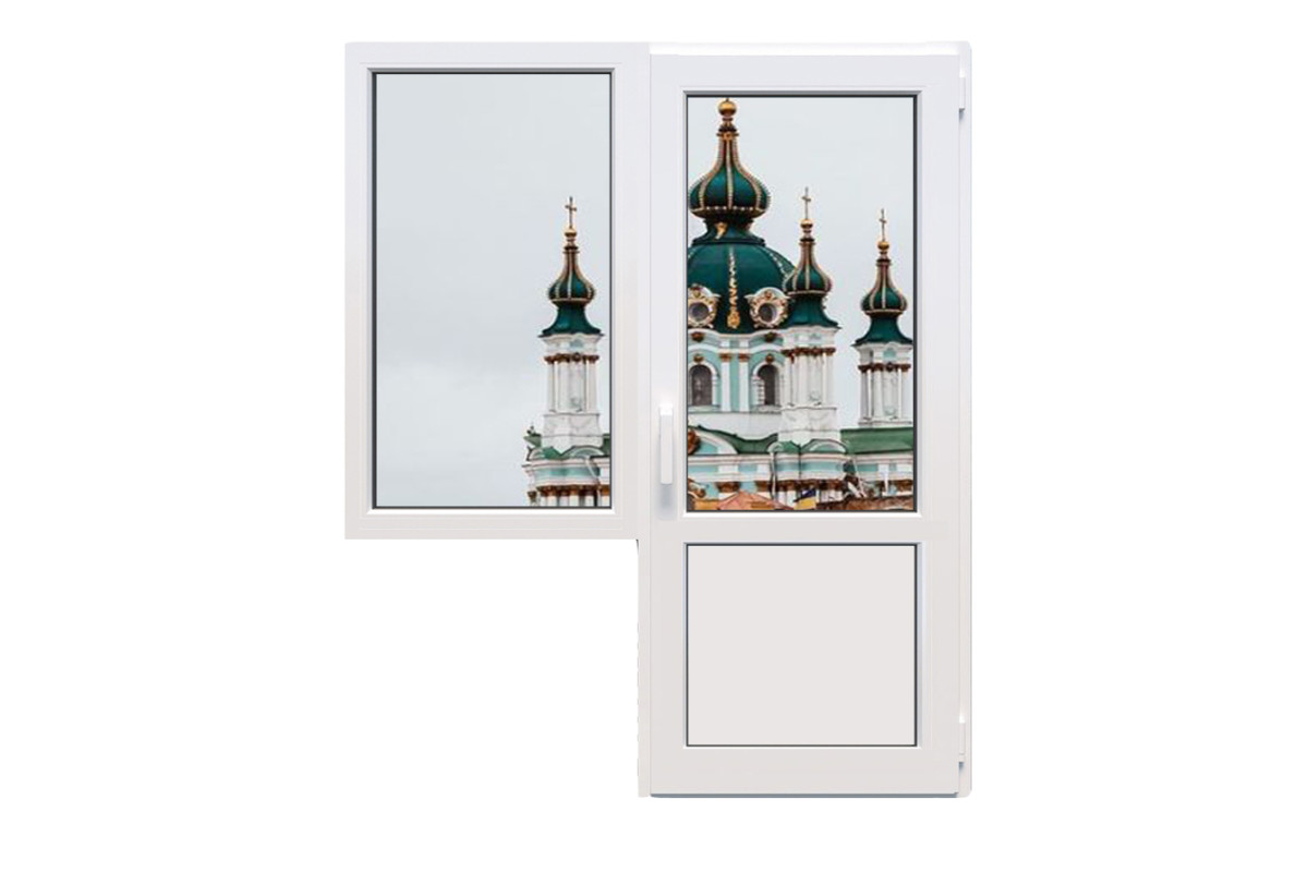 Балконный блок Viknaland B58-5K с глухим окном и поворотно-откидной дверью 1500 x 2100 мм