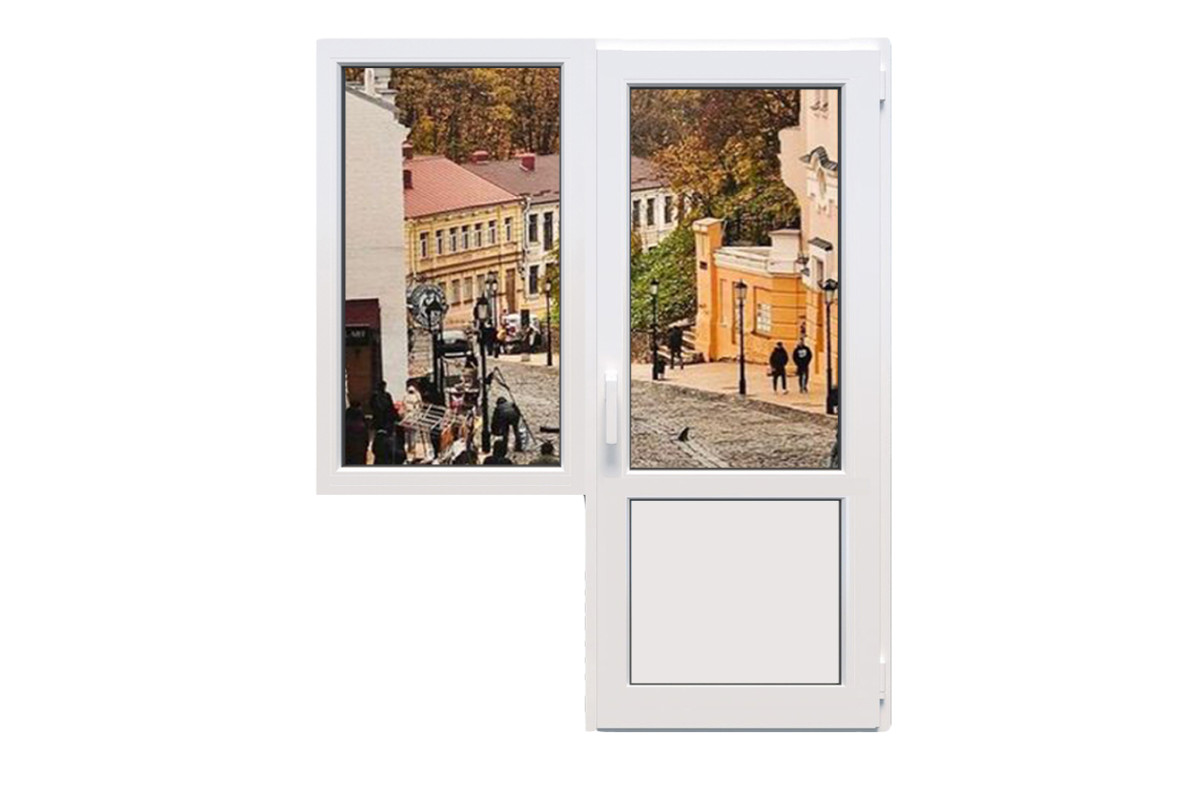 Балконный блок Viknaroff Fenster 500 с глухим окном и поворотно-откидной дверью 1500 x 2100 мм