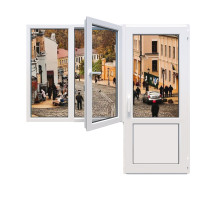 Балконный блок Viknaroff Fenster 500 с двухстворчатым окном и поворотно-откидной створкой 2300 x 2000 мм