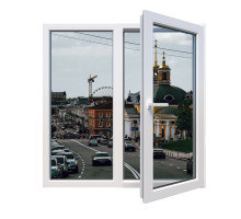 Металопластикове вікно Viknaroff MegaLine 600 двостулкове з поворотно-відкидною стулкою 1600 x 1100 мм
