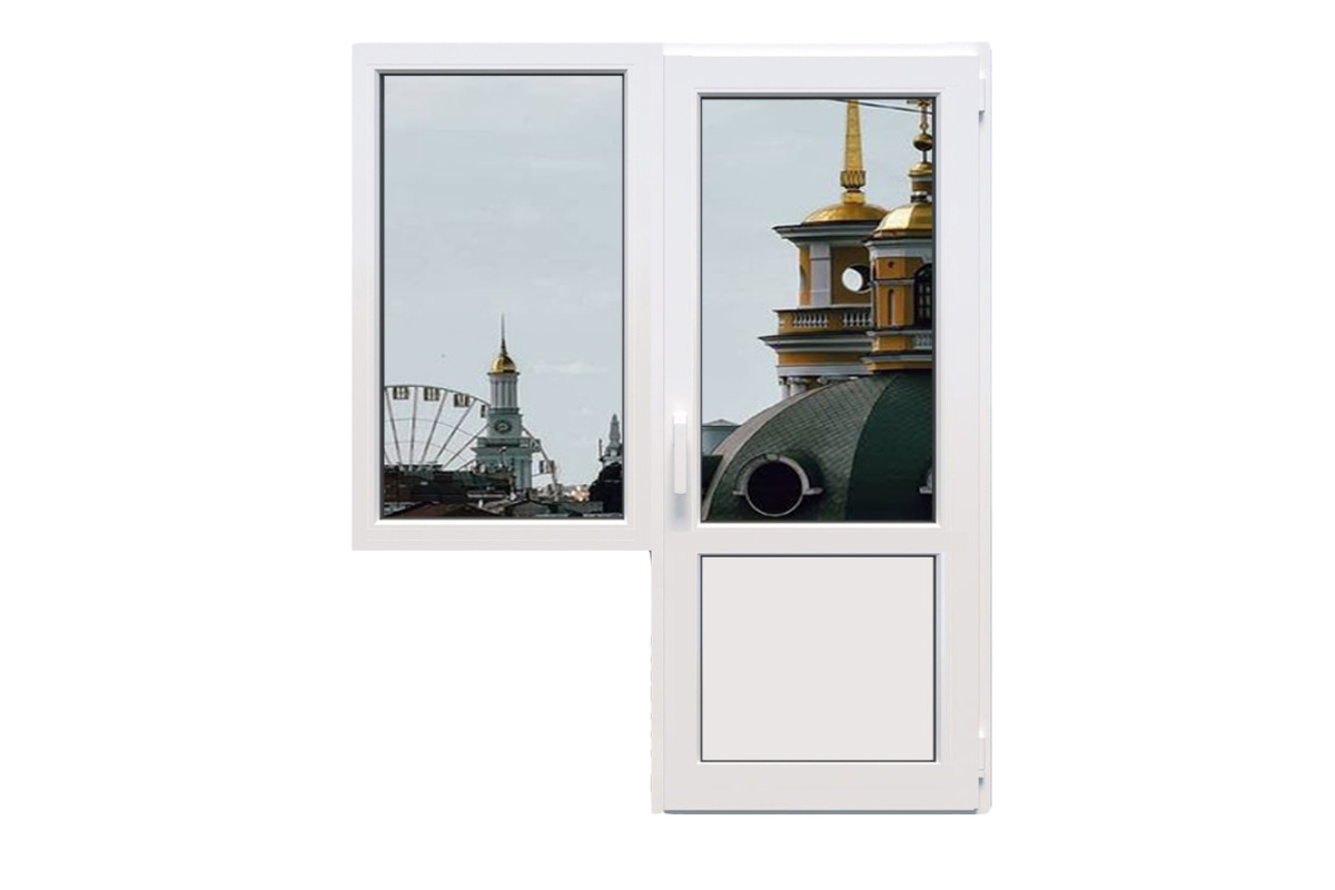 Балконный блок Viknaroff MegaLine 600 с глухим окном и поворотно-откидной дверью 1500 x 2100 мм