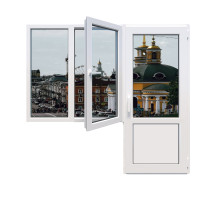 Балконный блок Viknaroff MegaLine 600 с двухстворчатым окном и поворотно-откидной створкой 1900 x 2000 мм
