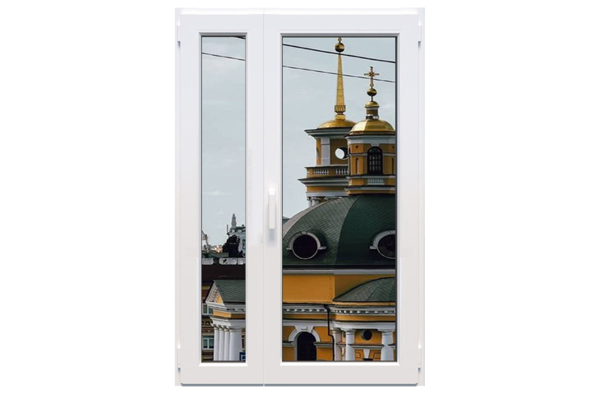 Металлопластиковые двери Viknaroff MegaLine 600 полуторные с поворотно-откидной створкой 1100 x 2000 мм