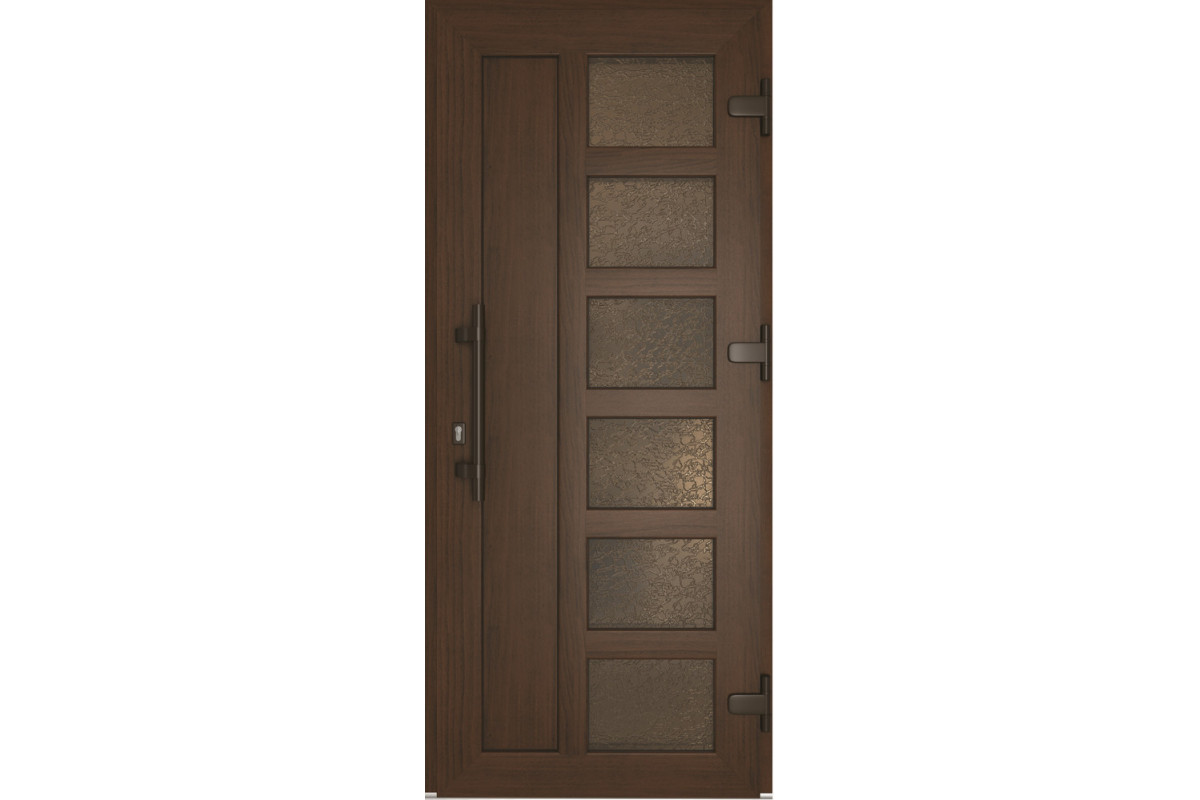 Металлопластиковые входные двери Viknaroff MegaLine 600 New шоколад 3960х2050 мм