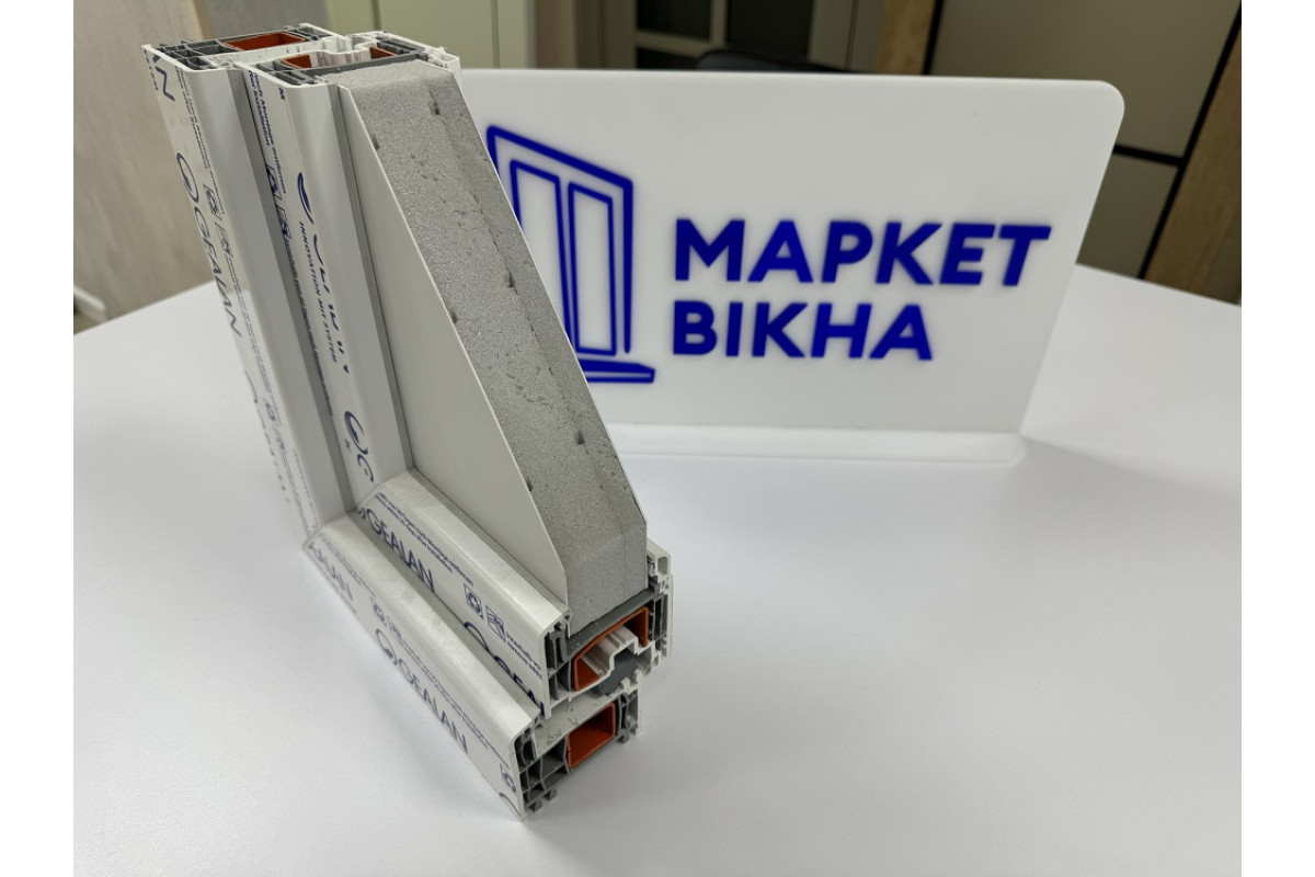 Балконный блок Viknaroff Gealan S8000 с двухстворчатым окном и поворотно-откидной створкой 2300 x 2000 мм