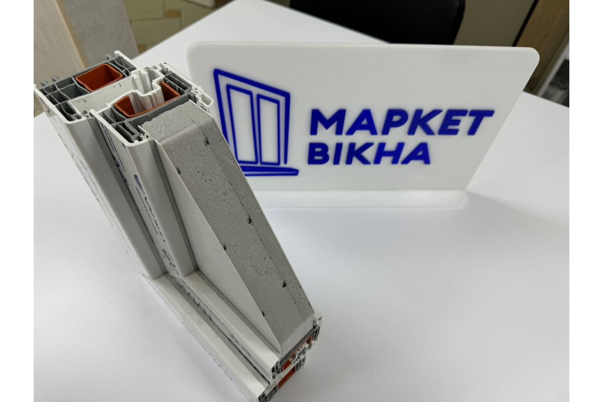 Балконный блок Viknaroff Gealan S8000 с двухстворчатым окном и поворотно-откидной створкой 2300 x 2000 мм