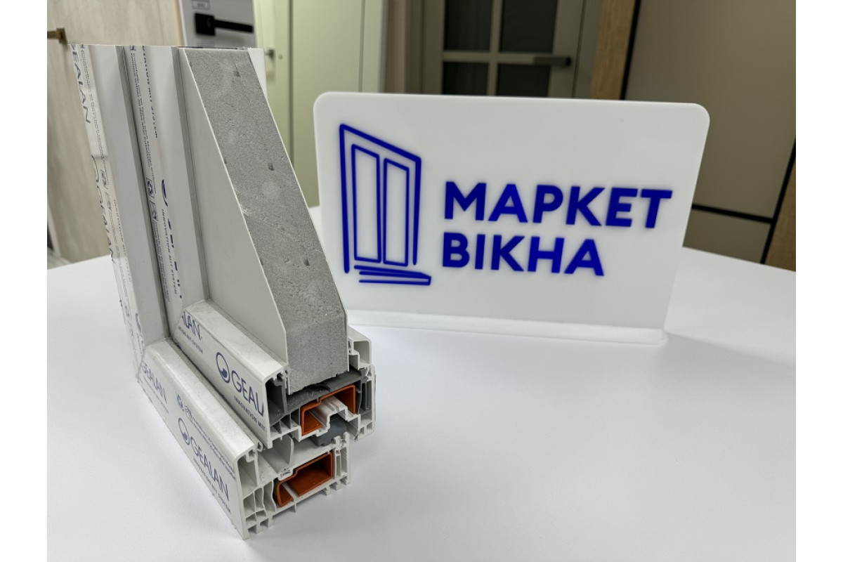 Балконный блок Viknaroff Gealan S9000 с двумя окнами и поворотно-откидной дверью 2100 x 1900 мм