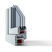 Балконный блок Viknaroff Fenster 500 с двухстворчатым окном и поворотно-откидной створкой 2100 x 2000 мм