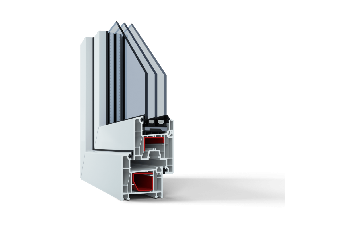 Балконный блок Viknaroff Fenster 500 с двухстворчатым окном и поворотно-откидной створкой 2100 x 2000 мм