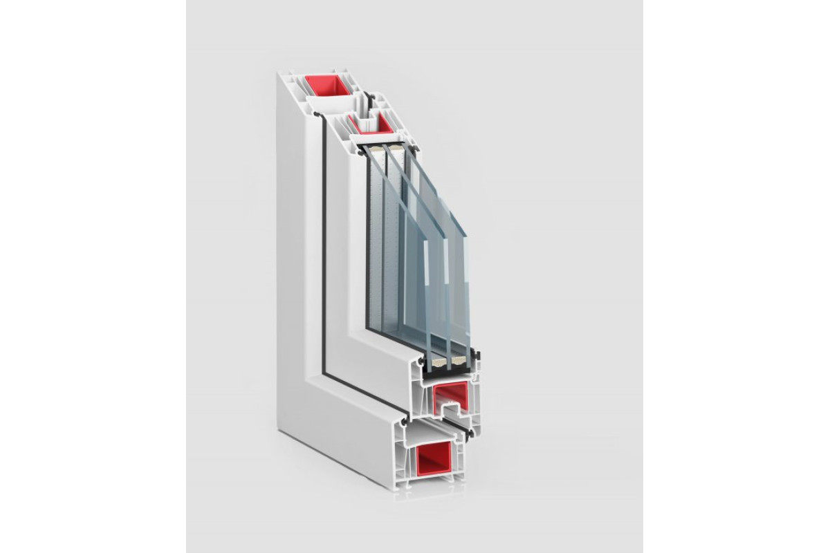 Балконный блок Viknaroff MegaLine 600 с двухстворчатым окном и поворотно-откидной створкой 1900 x 2000 мм