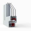 Балконный блок Viknaroff Gealan S8000 с двухстворчатым окном и поворотно-откидной створкой 2300 x 2000 мм