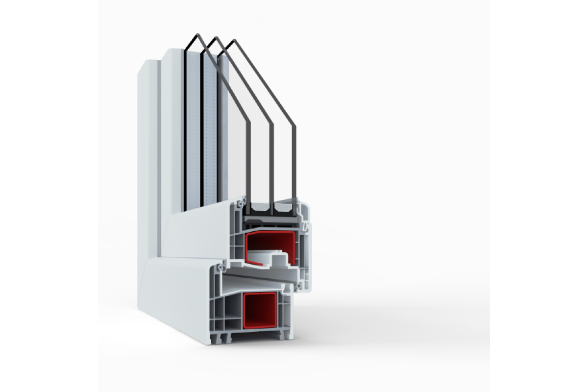 Балконный блок Viknaroff Gealan S8000 с двухстворчатым окном и поворотно-откидной створкой 2300 x 2000 мм