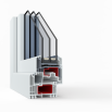 Балконный блок Viknaroff Gealan S9000 с двумя окнами и поворотно-откидной дверью 2100 x 1900 мм