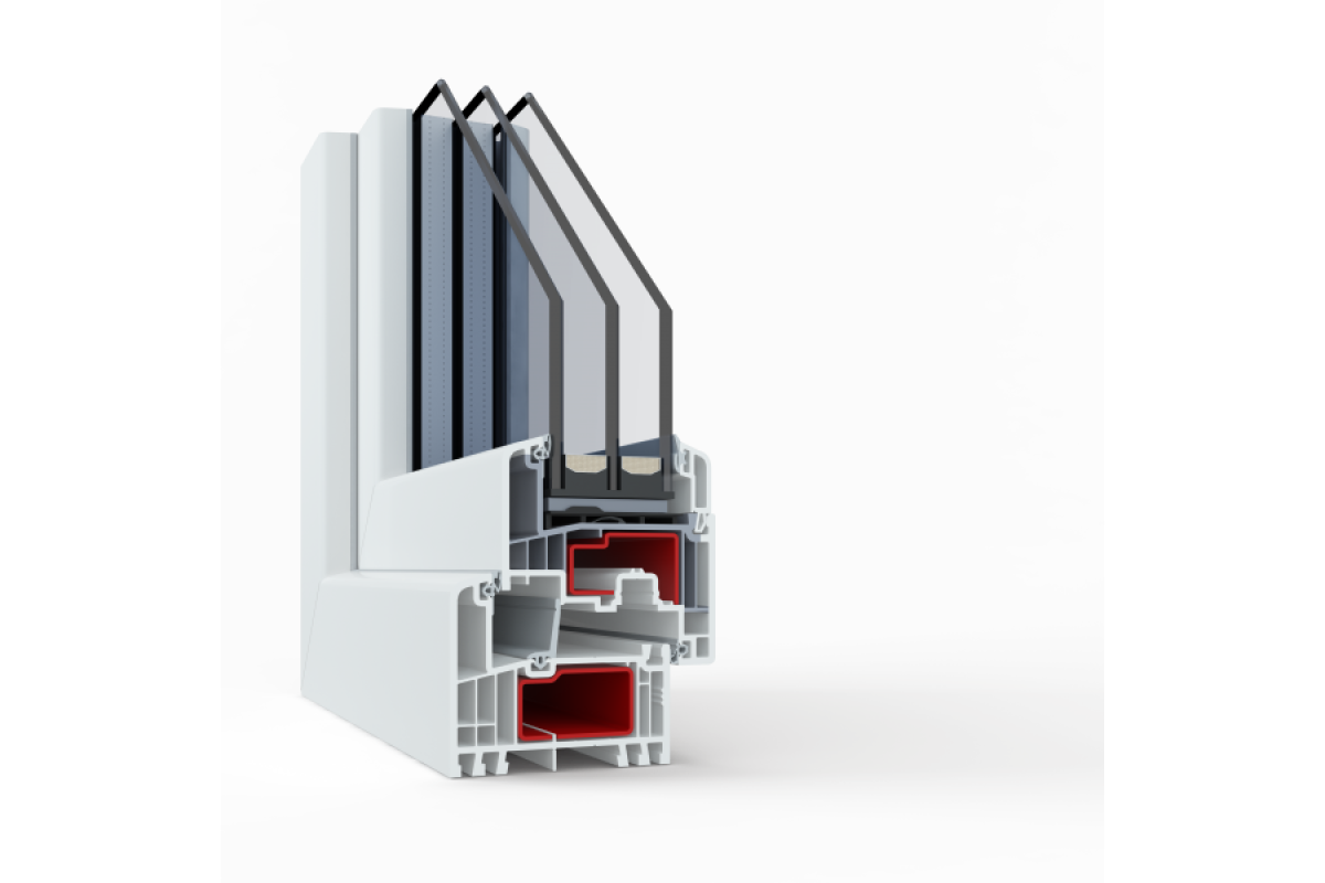 Балконный блок Viknaroff Gealan S9000 с двумя окнами и поворотно-откидной дверью 2100 x 1900 мм