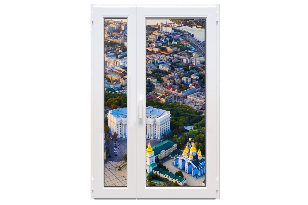 Металлопластиковые двери WDS 6S полуторные с поворотно-откидной створкой 1100 x 2000 мм