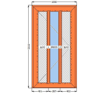 Вхідні двері WDS 6S 70mm, 1090х2010 мм, середина скляна, двокамерний пакет бронза, сендвіч панель по боках, колір зі сторони петель Золотий дуб, з іншої сторони білий