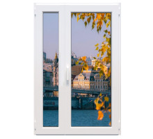 Металлопластиковые двери WHS Halo 72 полуторные с поворотно-откидной створкой 1100 x 2000 мм