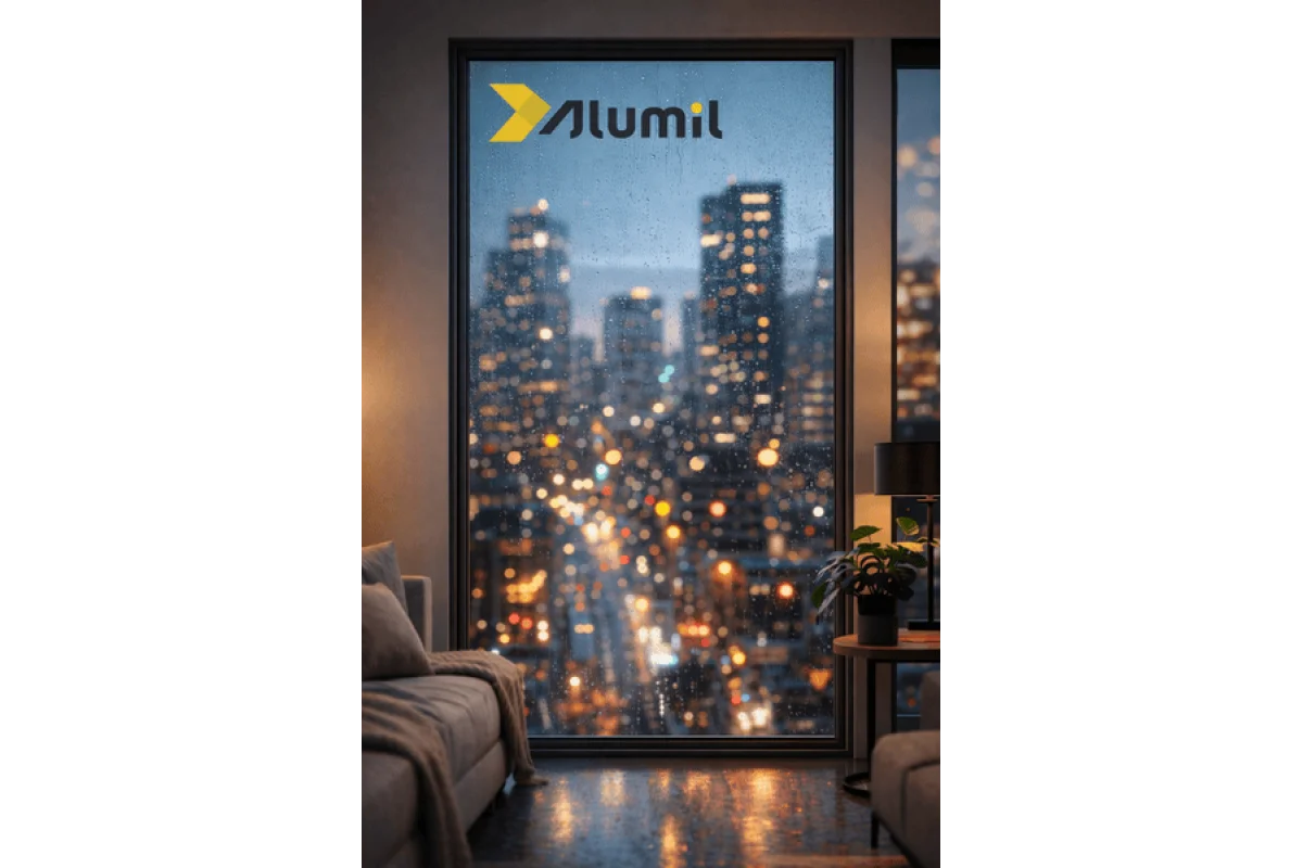 Алюминиевое окно из термоизолированного профиля ALUMIL S77 глухое 1700*1000 мм антрацит