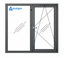 Алюмінієве вікно з терморозривом профіль AluLight W76 двостулкове з одною поворотно-відкидною стулкою 1800*1340 мм антрацит